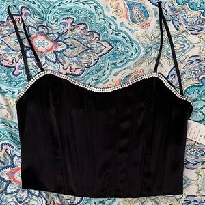 New Windsor Women’s Corset Black Cropped Top